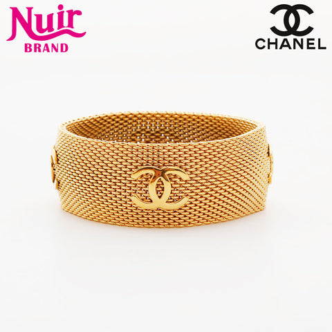 CHANEL COCO Mark Mesh Bangle 96A 1996 bracelet gold WS21508