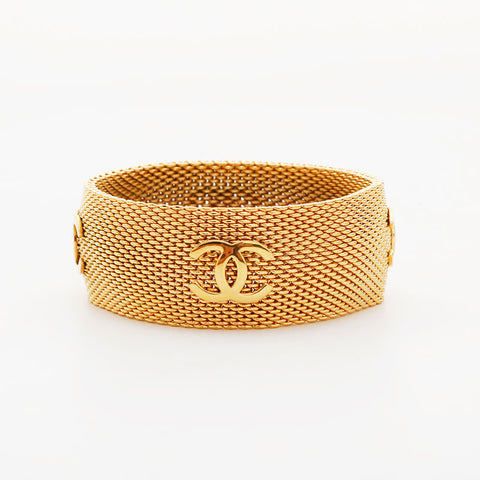 CHANEL COCO Mark Mesh Bangle 96A 1996 bracelet gold WS21508