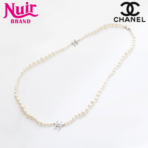 CHANEL Pearl COCO Mark A13V 2013 Necklace white WS21510