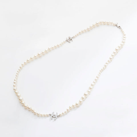 CHANEL Pearl COCO Mark A13V 2013 Necklace white WS21510