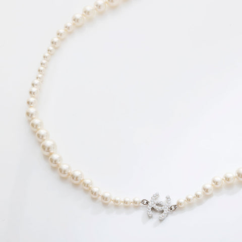 CHANEL Pearl COCO Mark A13V 2013 Necklace white WS21510