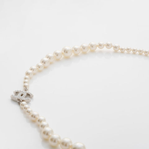 CHANEL Pearl COCO Mark A13V 2013 Necklace white WS21510