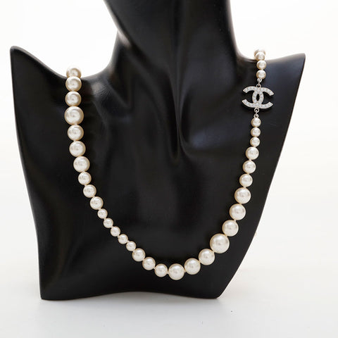 CHANEL Pearl COCO Mark A13V 2013 Necklace white WS21510