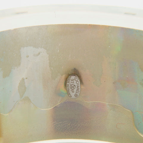 CHANEL 97P 1997 Bangle Logo Clear bracelet Silver WS21512