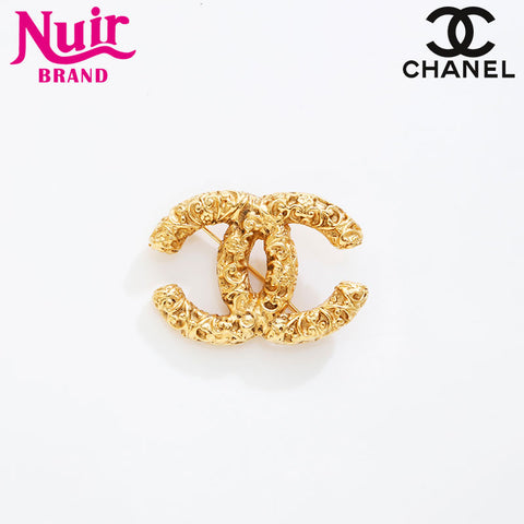 CHANEL 93A 1993 COCO Mark Lava Brooch gold WS21517