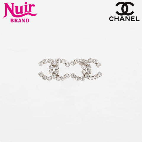 CHANEL 00A 2000 COCO Mark Rhinestone Pierce Silver WS21518