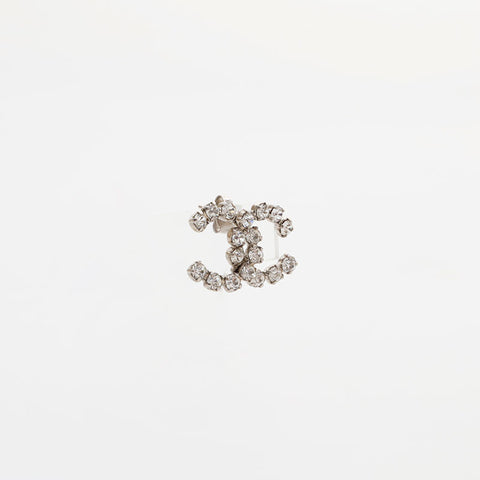 CHANEL 00A 2000 COCO Mark Rhinestone Pierce Silver WS21518