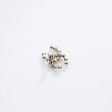 CHANEL 00A 2000 COCO Mark Rhinestone Pierce Silver WS21518