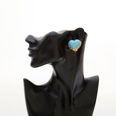 CHANEL 2cc3 1988 Heart Earring blue WS21522