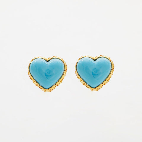 CHANEL 2cc3 1988 Heart Earring blue WS21522