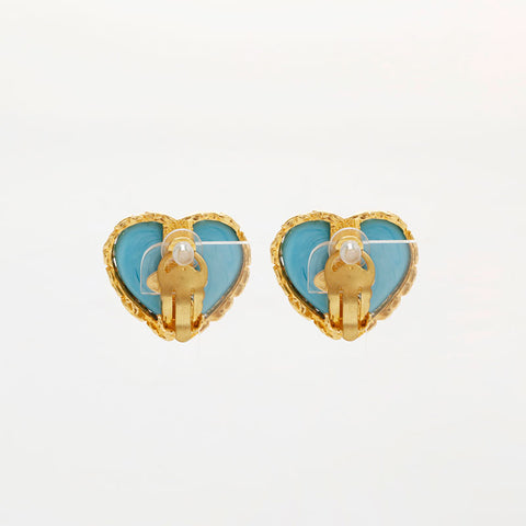 CHANEL 2cc3 1988 Heart Earring blue WS21522