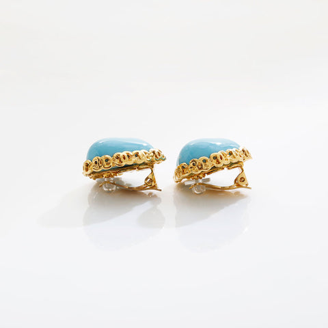 CHANEL 2cc3 1988 Heart Earring blue WS21522