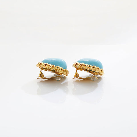 CHANEL 2cc3 1988 Heart Earring blue WS21522