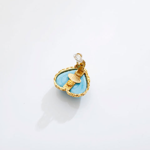 CHANEL 2cc3 1988 Heart Earring blue WS21522