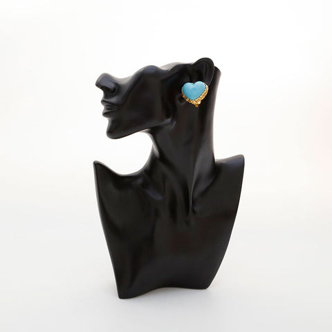 CHANEL 2cc3 1988 Heart Earring blue WS21522