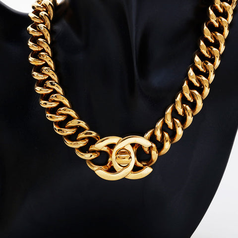 CHANEL Turnlock COCO Mark Choker 95A 1995 Necklace gold WS21523