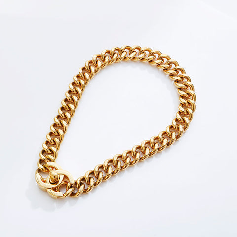 CHANEL Turnlock COCO Mark Choker 95A 1995 Necklace gold WS21523