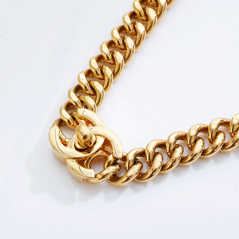 CHANEL Turnlock COCO Mark Choker 95A 1995 Necklace gold WS21523