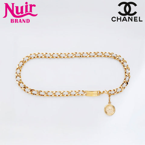 CHANEL Coin Chain Medallion Leather belt gold WS21524