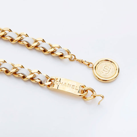 CHANEL Coin Chain Medallion Leather belt gold WS21524