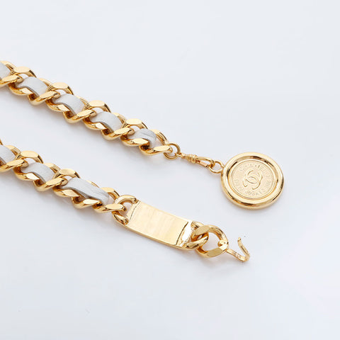 CHANEL Coin Chain Medallion Leather belt gold WS21524
