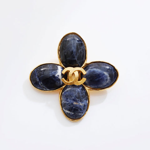 CHANEL COCO Mark Stone 95A Brooch blue WS21528