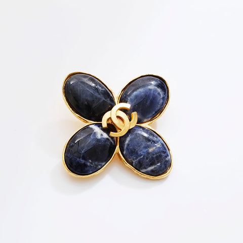 CHANEL COCO Mark Stone 95A Brooch blue WS21528