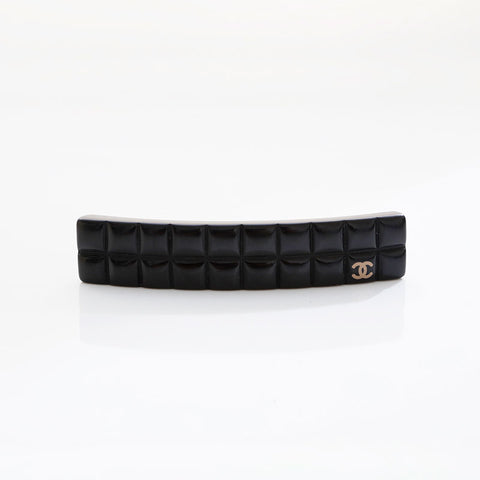 CHANEL COCO Mark Chocolate Bar Barrette hair accessory black WS21530