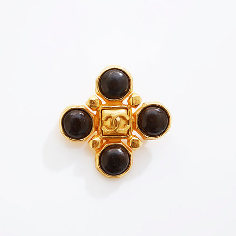 CHANEL COCO Mark 97A 1997 Brooch Brown WS21531