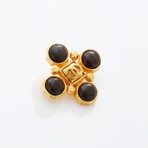 CHANEL COCO Mark 97A 1997 Brooch Brown WS21531