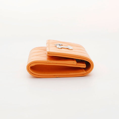 CHANEL Lambskin COCO Mark Matelasse Business Card Case Card Case Orange WS21533