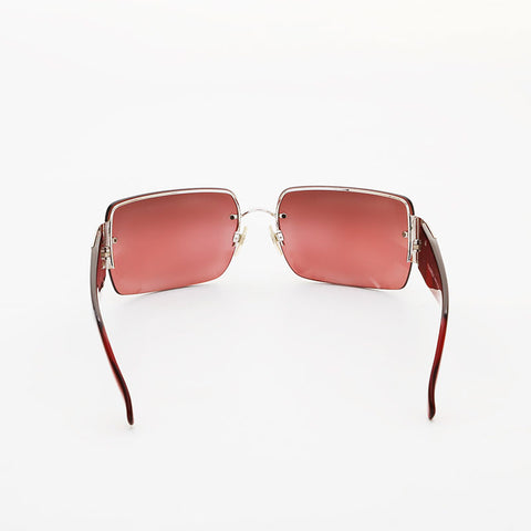 CHANEL Rimless Mini COCO Mark Rhinestone sunglasses Red WS21534