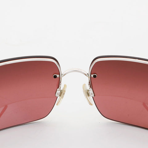 CHANEL Rimless Mini COCO Mark Rhinestone sunglasses Red WS21534