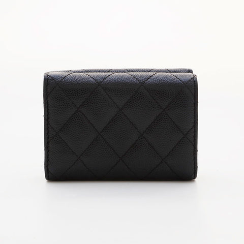 CHANEL No. 26 Caviar Skin Compact COCO Mark 2017-2018 Tri-fold wallet black WS21535
