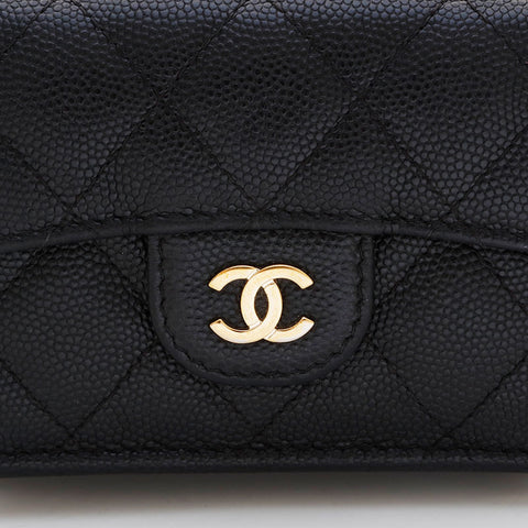 CHANEL No. 26 Caviar Skin Compact COCO Mark 2017-2018 Tri-fold wallet black WS21535
