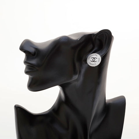 CHANEL 00C Round COCO Mark 2000 Earring Silver WS21537