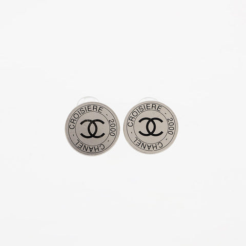 CHANEL 00C Round COCO Mark 2000 Earring Silver WS21537