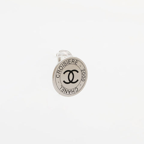 CHANEL 00C Round COCO Mark 2000 Earring Silver WS21537