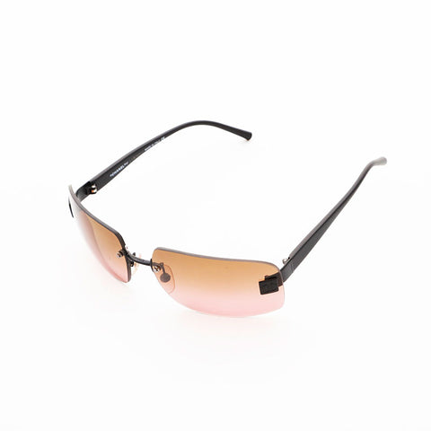 CHANEL Rimless COCO Mark Gradient Lens sunglasses black WS21538