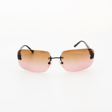 CHANEL Rimless COCO Mark Gradient Lens sunglasses black WS21538