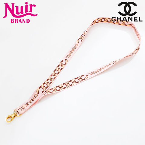 CHANEL Logo COCO Mark Neck Strap Necklace pink WS21541