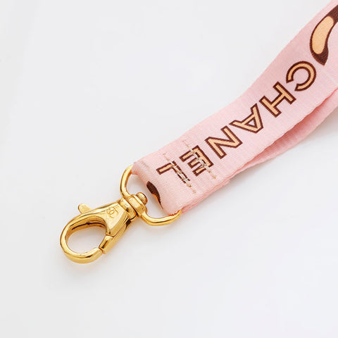 CHANEL Logo COCO Mark Neck Strap Necklace pink WS21541