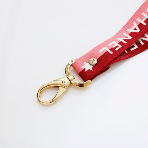 CHANEL Logo COCO Mark Neck Strap Necklace pink WS21544
