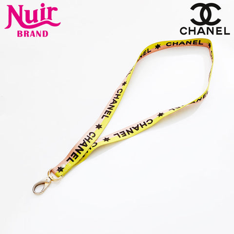 CHANEL Logo COCO Mark Neck Strap Necklace yellow WS21545