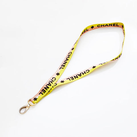 CHANEL Logo COCO Mark Neck Strap Necklace yellow WS21545