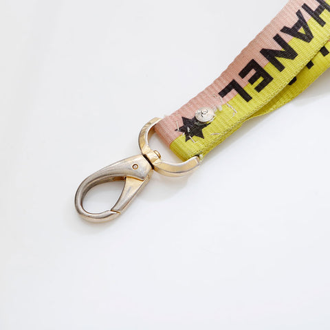 CHANEL Logo COCO Mark Neck Strap Necklace yellow WS21545