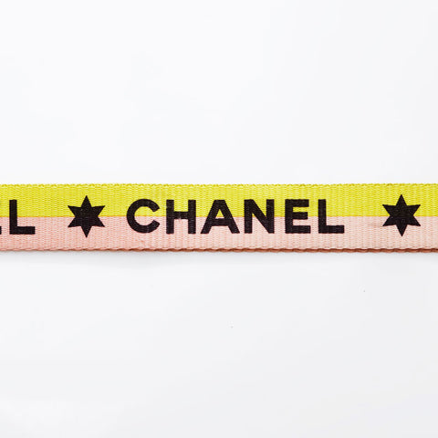CHANEL Logo COCO Mark Neck Strap Necklace yellow WS21545