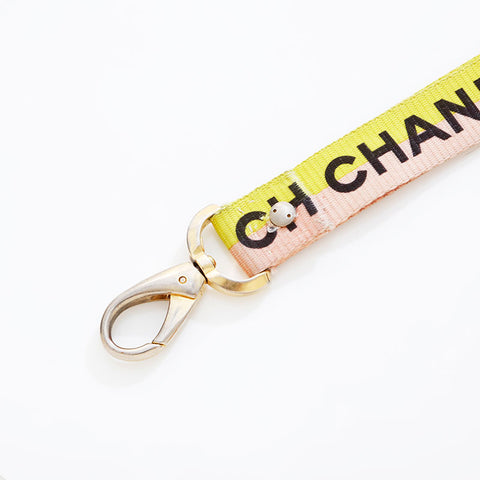 CHANEL Logo COCO Mark Neck Strap Necklace yellow WS21545