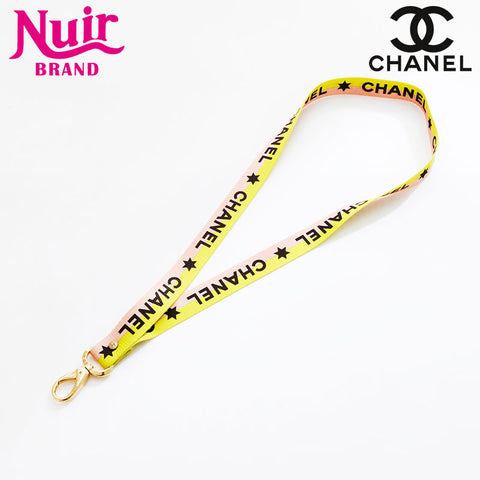 CHANEL Logo COCO Mark Neck Strap Necklace yellow WS21546