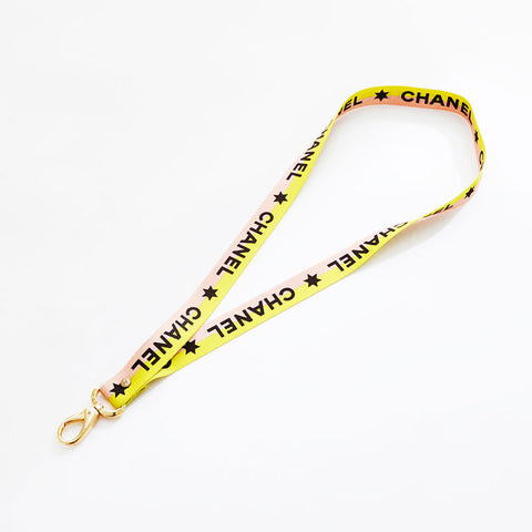 CHANEL Logo COCO Mark Neck Strap Necklace yellow WS21546